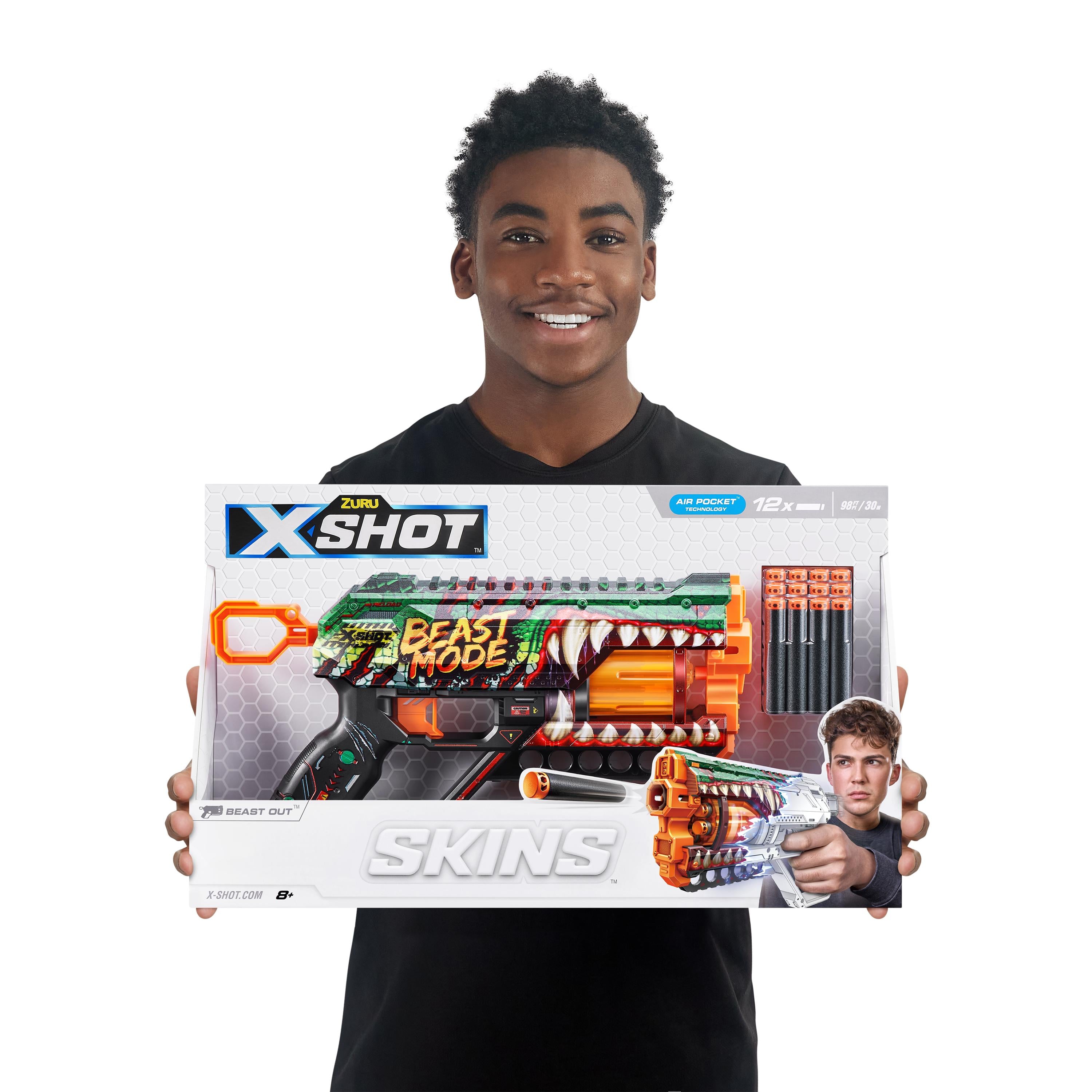XSHOT Skins Dread Sonic Edition, Dual Barrel Foam Dart Blaster with Air Pocket Technology, 12-Dart Capacity & 27m Range, Toy Gun for Kids, Teens & Adults, Ages 8+