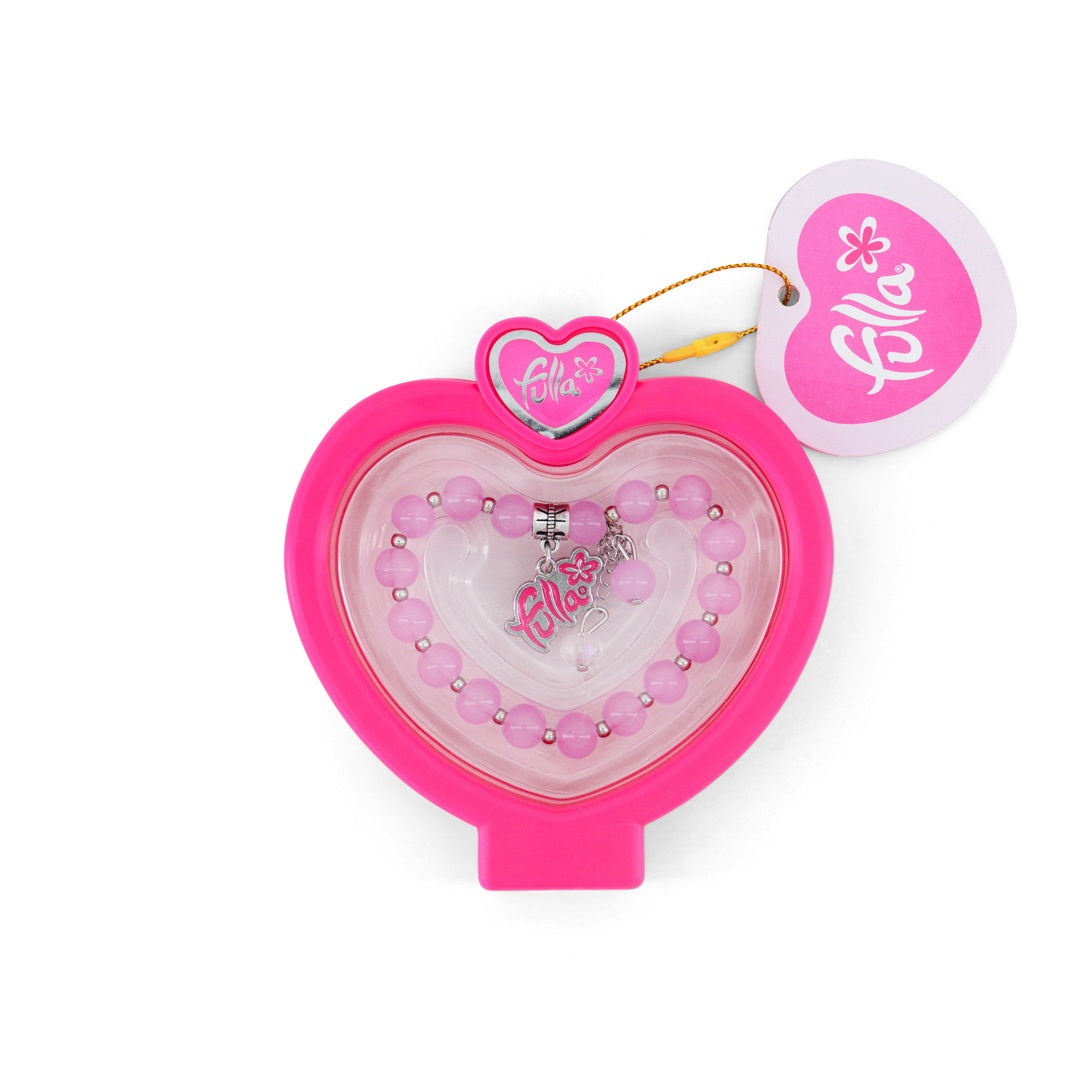 Fulla Little Charmers Bracelet Set for Girls Ages 3+, 4 Stylish Beaded Designs with Metal Heart Charm in Cute Case, Colorful Fashion Jewelry Accessory for Creative Play