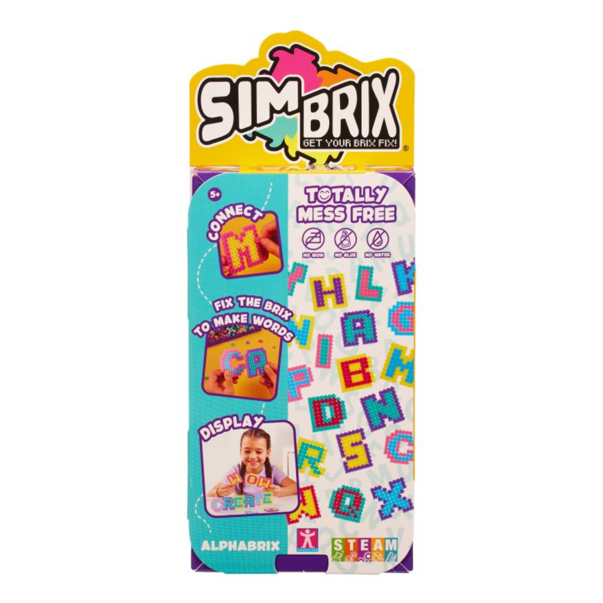 خيارات الشخصيات Simbrix Connect & Wow Alphabrix Pack مع أكثر من 350 بريكس، لعبة بناء Pixel Arts and Crafts ثنائية وثلاثية الأبعاد، لعبة بناء STEAM إبداعية وخيالية للأولاد والبنات من سن 5 سنوات فما فوق