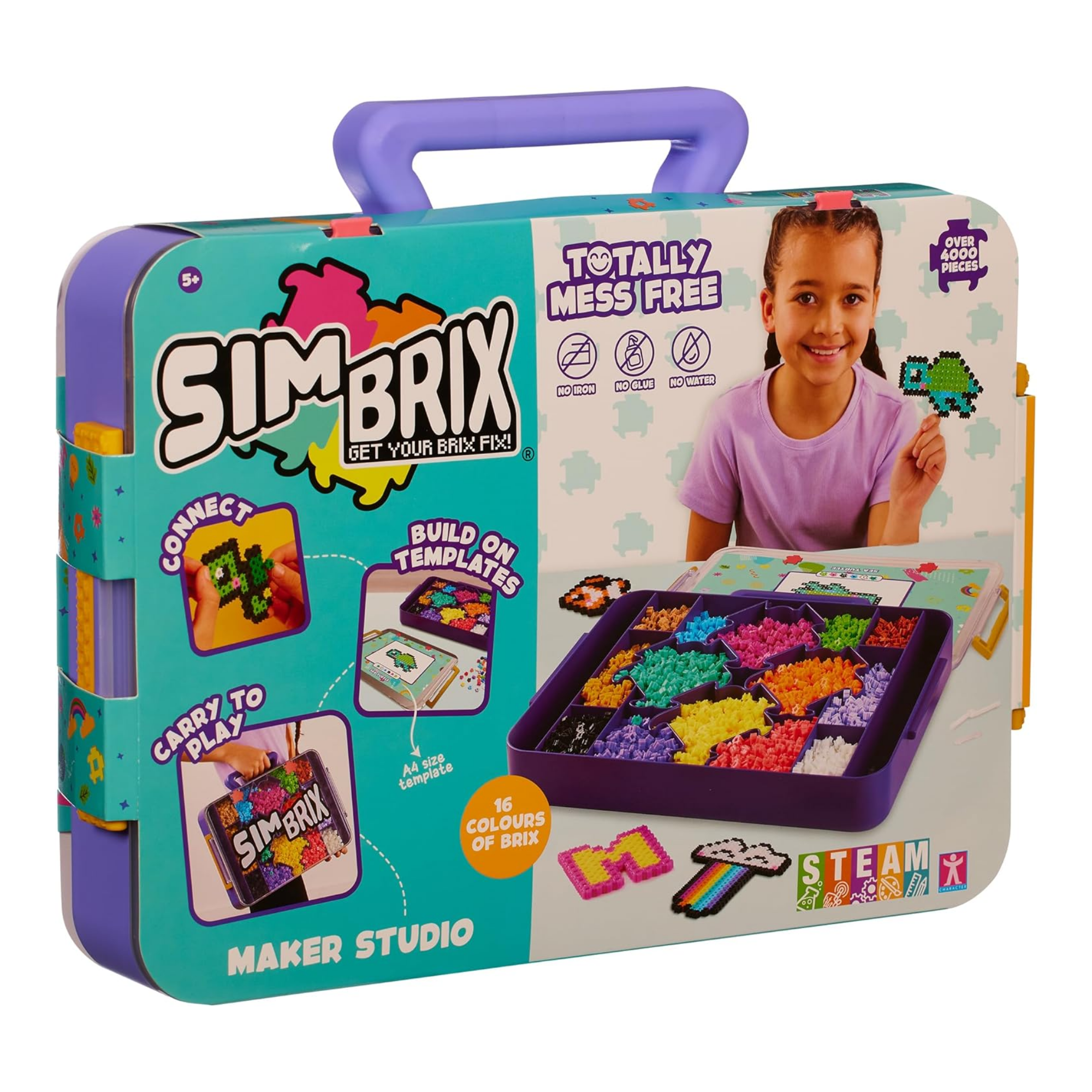 خيارات الشخصيات Simbrix Connect & Wow Maker Studio Purple مع أكثر من 4000 بريكس، لعبة بناء فنون وحرف بكسل ثنائية وثلاثية الأبعاد، لعبة بناء STEAM إبداعية وخيالية للأولاد والبنات من سن 5 سنوات فما فوق
