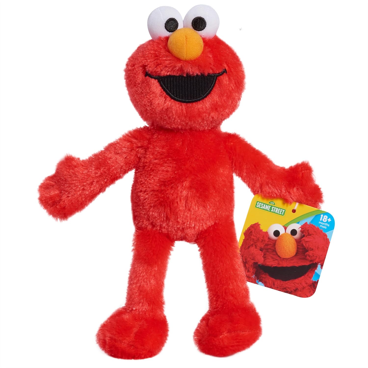Just Play Sesame Street Friends 8-inch Elmo Sustainable Plush Stuffed Animal, Officially Licensed Kids Toys for Ages 18 Month, Gifts and Presents