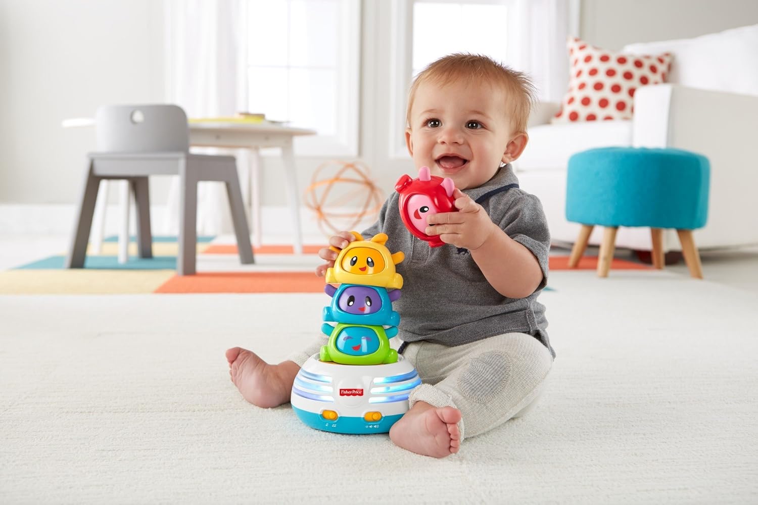 Fisher-Price Bright Beats Build A Beat Stacker Musical Learning Toy for Babies 6+ Months