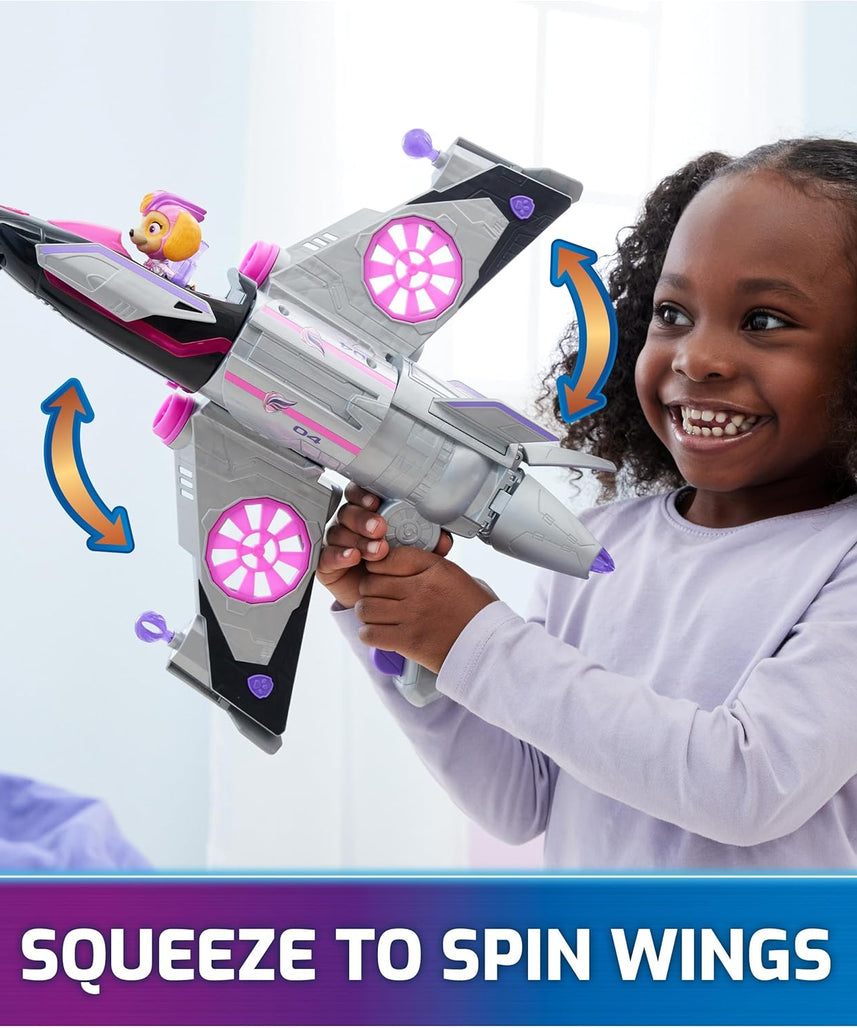 Paw Patrol Mighty Movie Skye Rescue Jet, Transforming Jet with Lights and Sounds, Action Figure, Projectile Launchers, Deluxe Kids Toy 3+