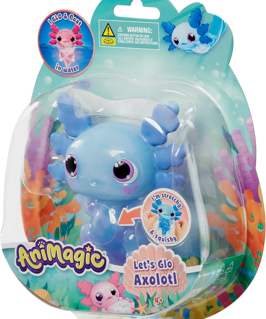 لعبة جالوت أنيماجيك، ليتس جلو أكسولوتل أزرق، حيوان أليف مضيء تفاعلي مع تأثير متوهج ومخالب قابلة للتمدد، لعبة حسية تعمل بالماء، مناسبة للأعمار من 4 سنوات فما فوق، شخصيات ألعاب تفاعلية من القطيفة