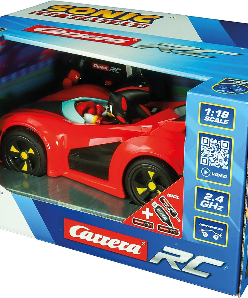 سيارة سونيك ريسينغ شادو من فريق RC، بمقياس 1:18، بتردد 2.4 جيجاهرتز، مزودة بمصابيح LED، وملصقات قابلة للتعديل، وهيكل متين، وسرعة عالية، ومرخصة رسميًا من SEGA، هدية للأطفال من عمر 6 سنوات فما فوق