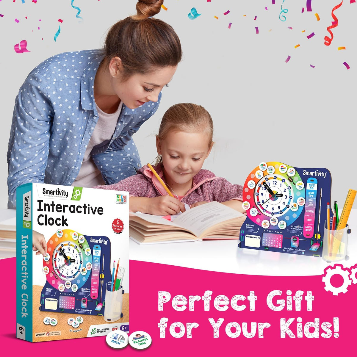 Smartivity DIY Interactive Clock with Stationary Organiser for Kids Ages 6-12 | Features an Infinity Calendar | Birthday Gift for Boys & Girls | Educational Toy
