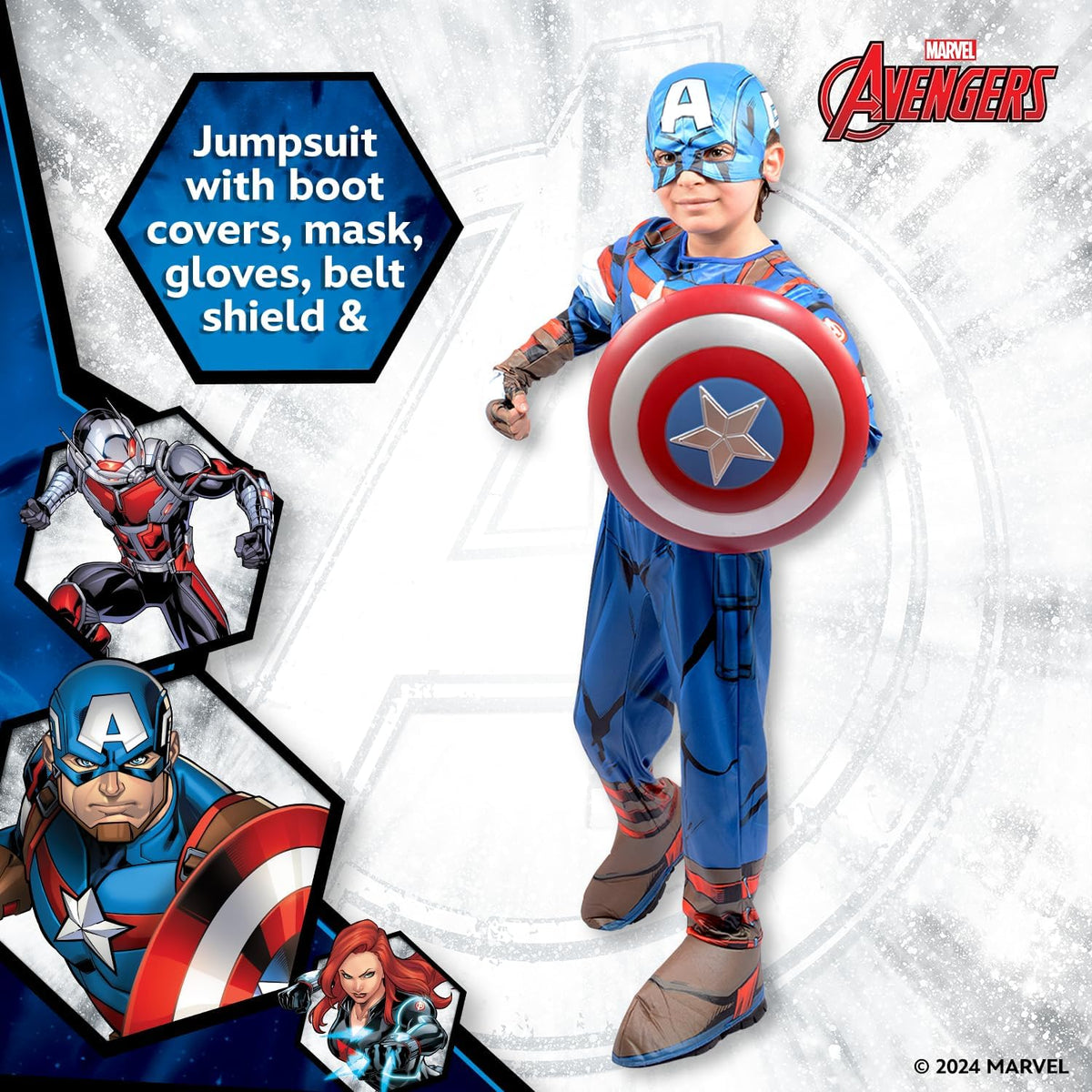 Party Centre Marvel Avengers Captain America Deluxe Costume, 5-6 years