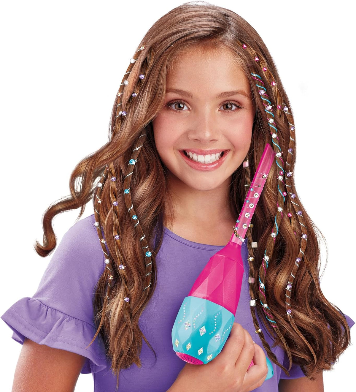 CRA-Z-ART Shimmer N Sparkle Real Sparkling Gem Air Styler Create beaded gem threads for childrens hair Present for girls aged 8 and over