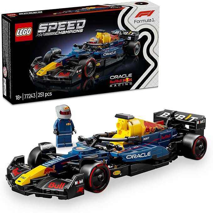 LEGO Speed Champions Oracle Red Bull Racing RB20 F1 Race Car Model with a Collectible Formula 1 Driver Minifigure - Display Set for Adult Motorsport & Racing Fans - Ramadan Gift Idea - 77243