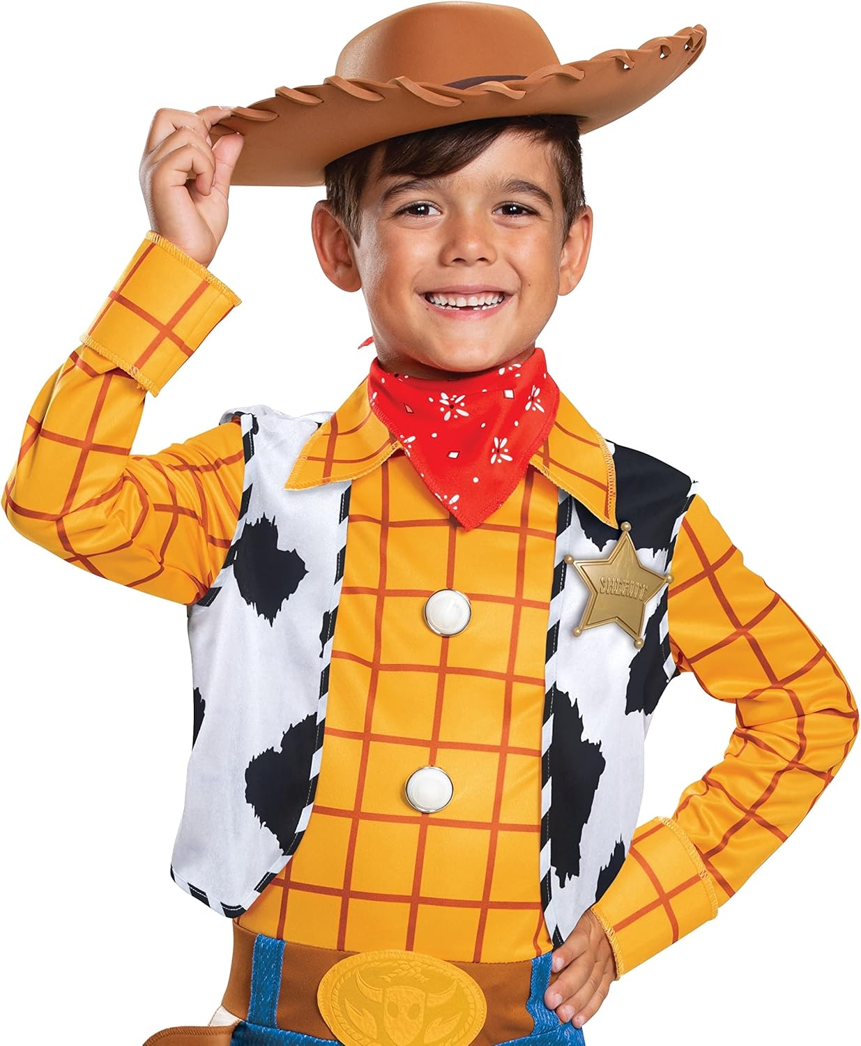Disguise Disney Pixar Woody Toy Story 4 Deluxe Boys' Costume, Multi, Medium (7-8)