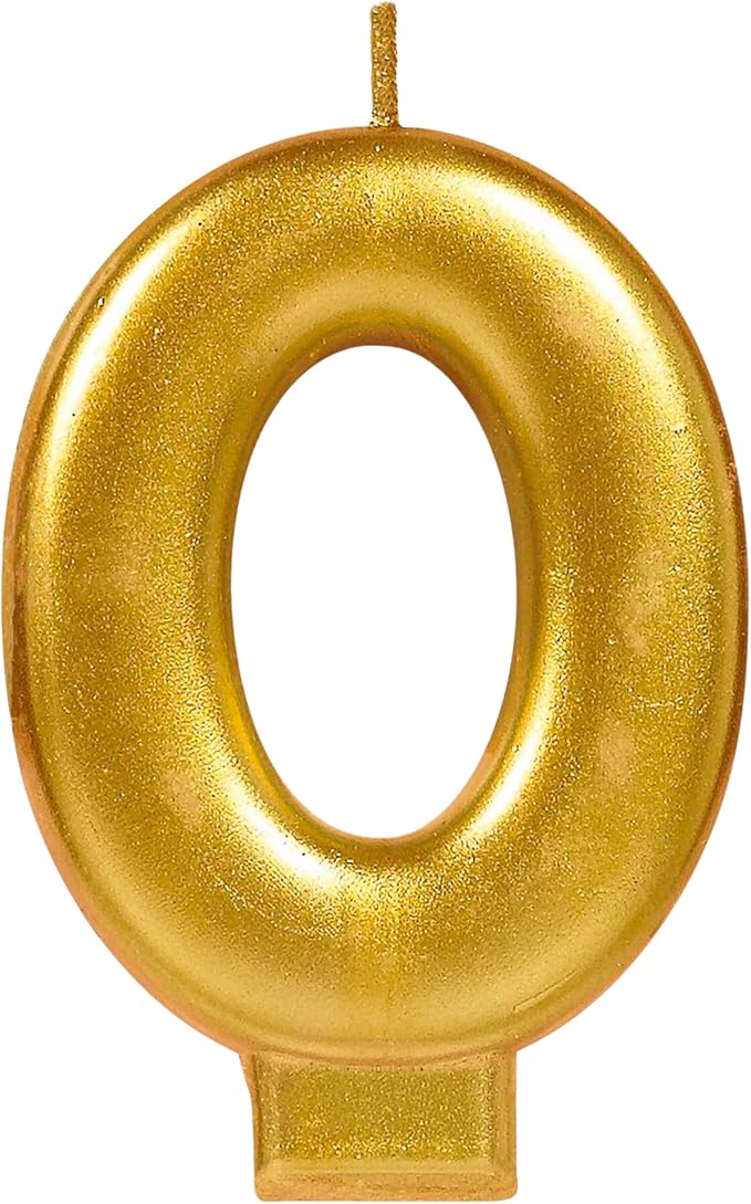 Amscan #0 Metallic Birthday Candle | Gold | Party Supply | 1 piece