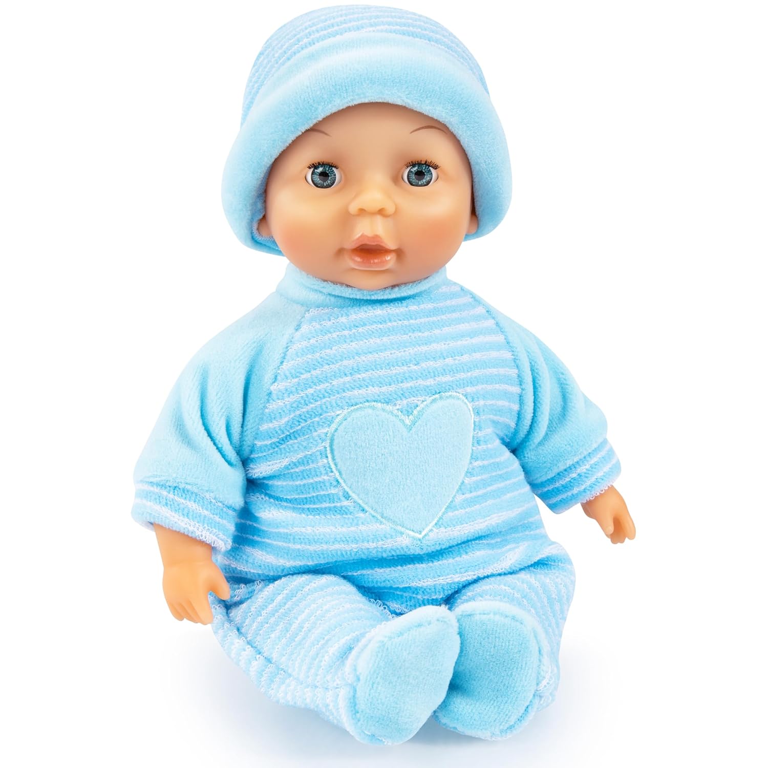 Bayer My First Blue Baby Doll 28cm Soft Body with Sleep-Closing Eyes, Cuddly Role Play Doll for Toddlers, 10M+ Months