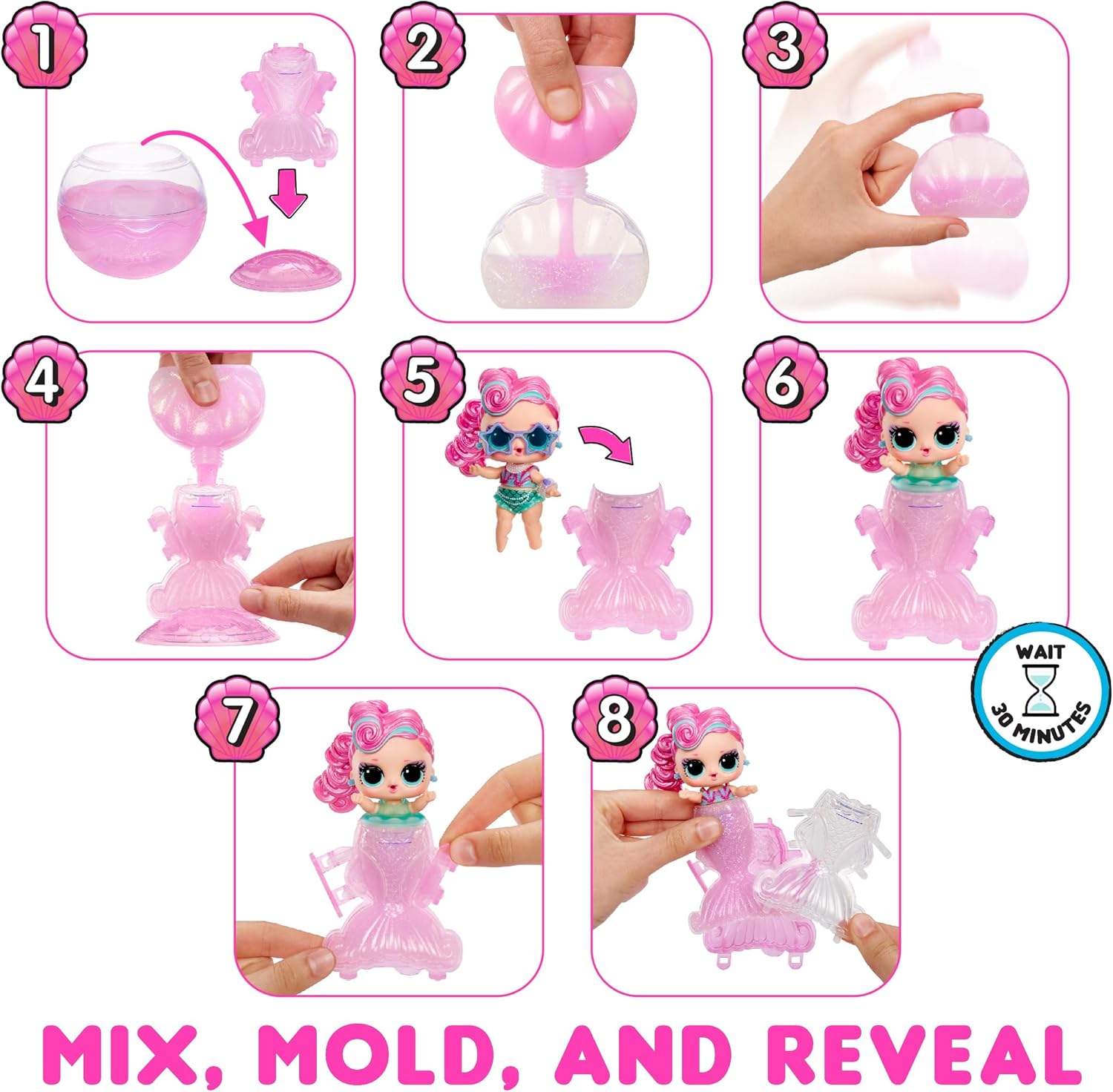 L.O.L. Surprise! Mermaids Tots, Color Change Tail, Make Your Own Mermaid Tail, 8 Collectible Dolls with Fashion Accessories, Creative Play for Kids Ages 4+