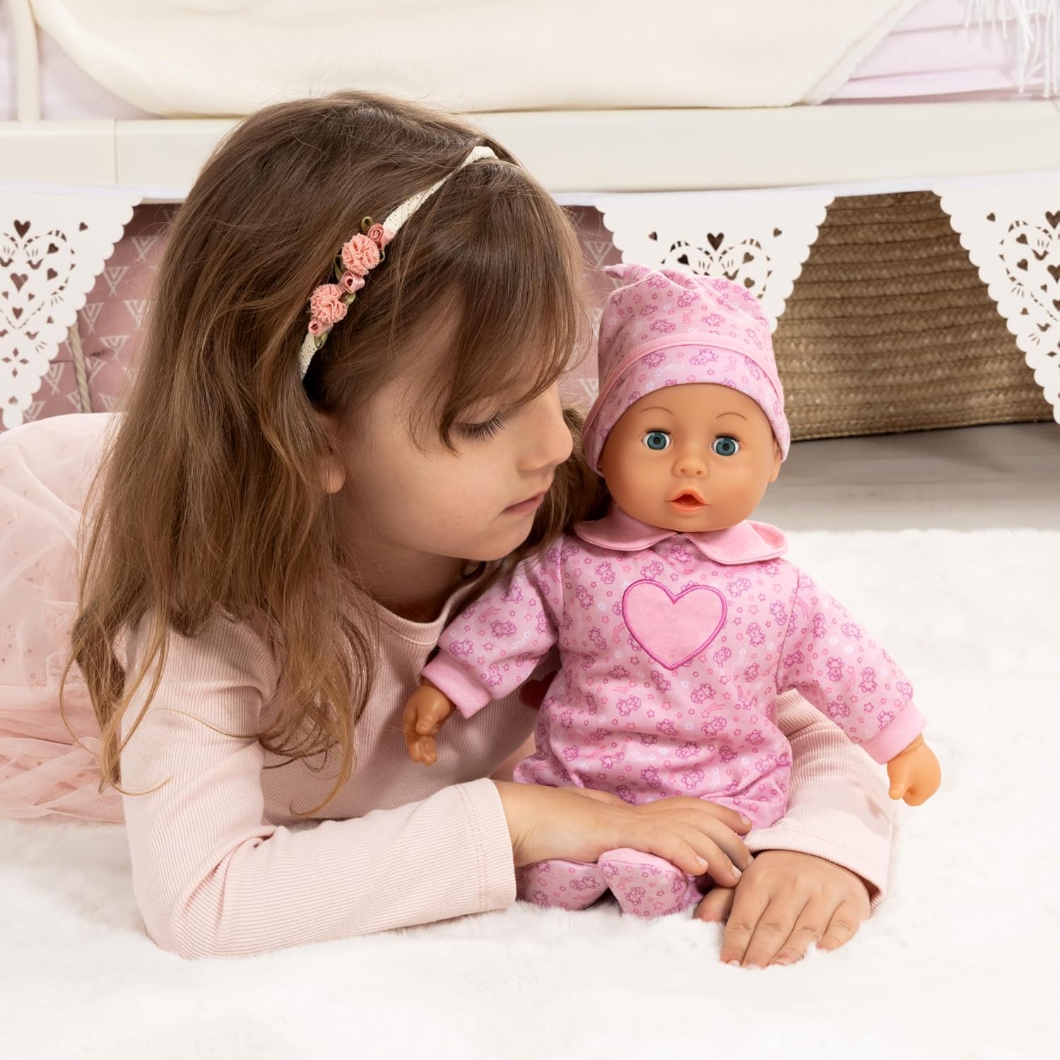 Bayer Design 93824CO Interactive Baby Doll Talking Soft Body Dummy Bottle 38 cm