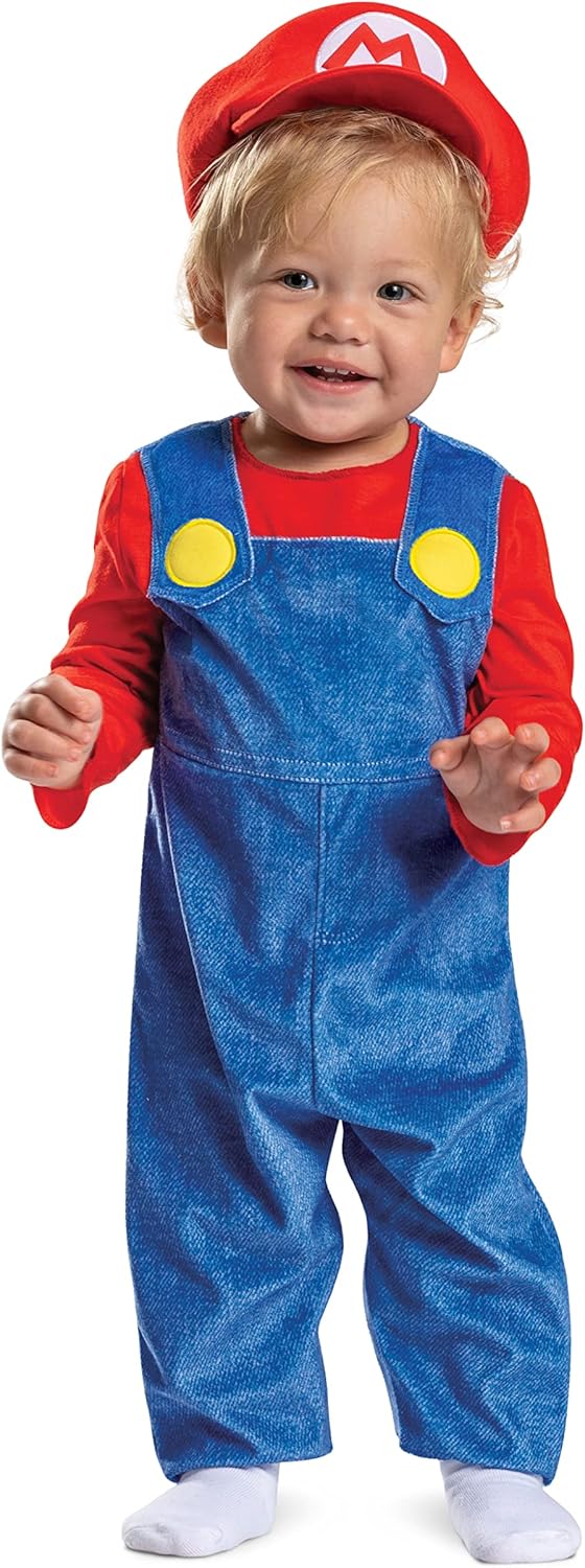 Disguise Unisex Baby Infant Mario Costume, Official Super Mario Bros Outfit for Babies Infant and Toddler Costumes (pack of 1)