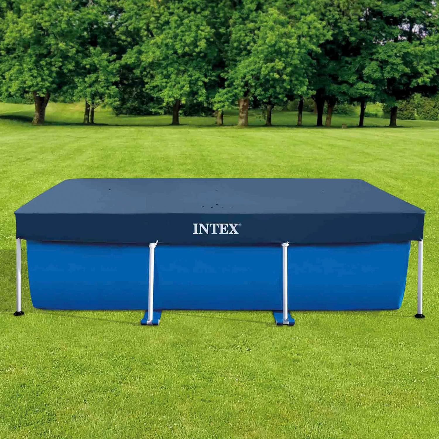Intex Rectangular Pool Cover, Pool Cover, Blue, 300 x 200 x 20 cm, for Rectangular Frame Pool