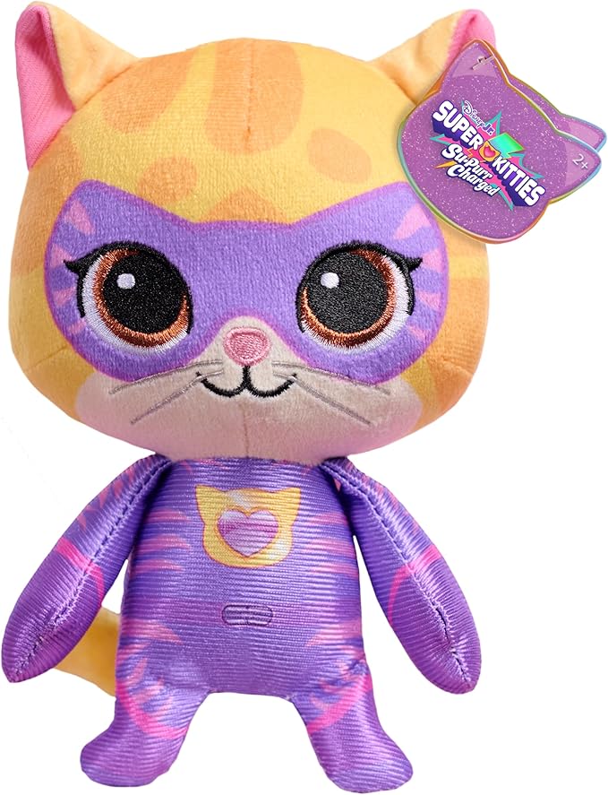 Disney Jr. SuperKitties Small 8-inch Plush Sparks Stuffed Animal, Su-Purr Wild Outfit, Kitten, Toy for Fans, Girls, Kids, Easter Basket Fillers, Gifts, Presents, Ages 2 and Up by Just Play