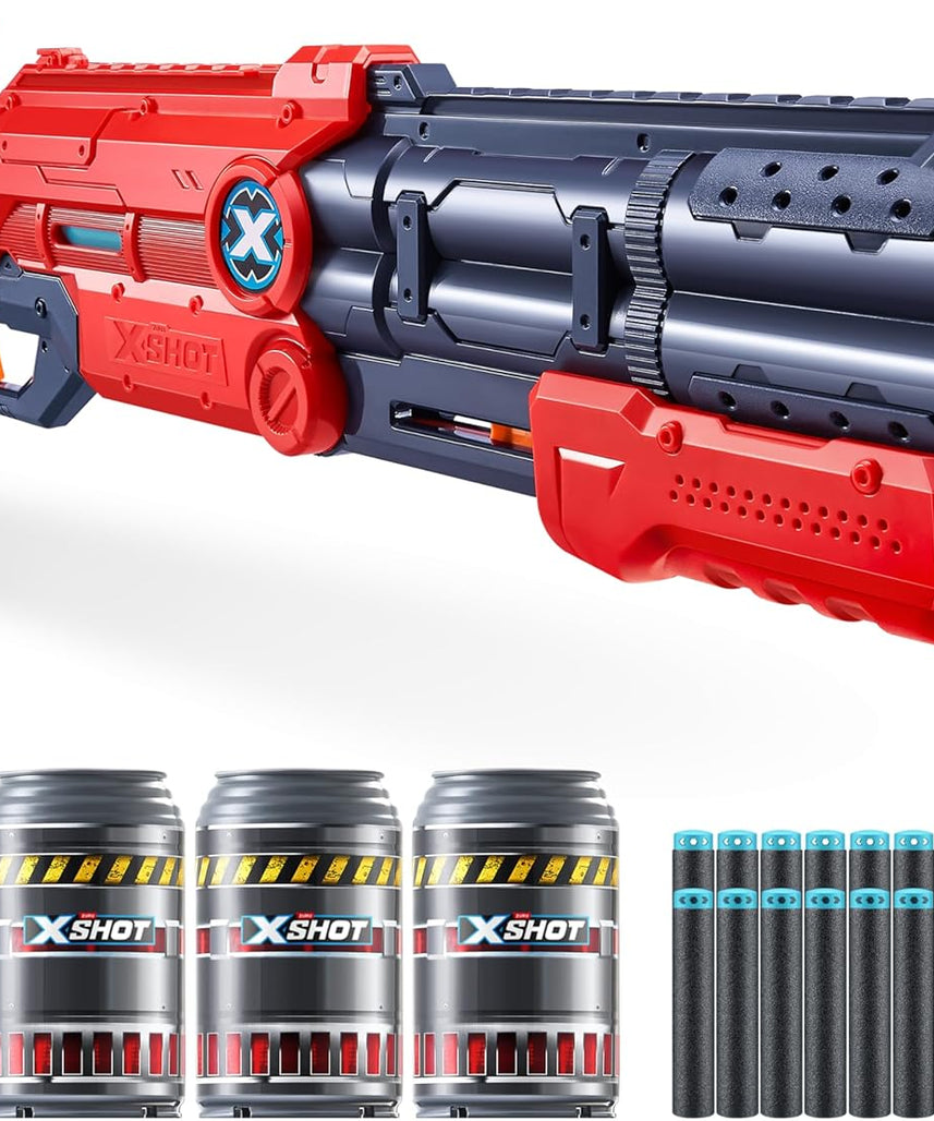 مسدس سهام XSHOT Excel Vigilante أحمر من الفوم، مزود بمضخة مزدوجة الماسورة، سريع الإطلاق، يتضمن 24 سهمًا و4 أهداف، بمخزون قابل للتعديل، مدى طويل 90 قدمًا، لعبة قتال للأطفال والمراهقين والبالغين