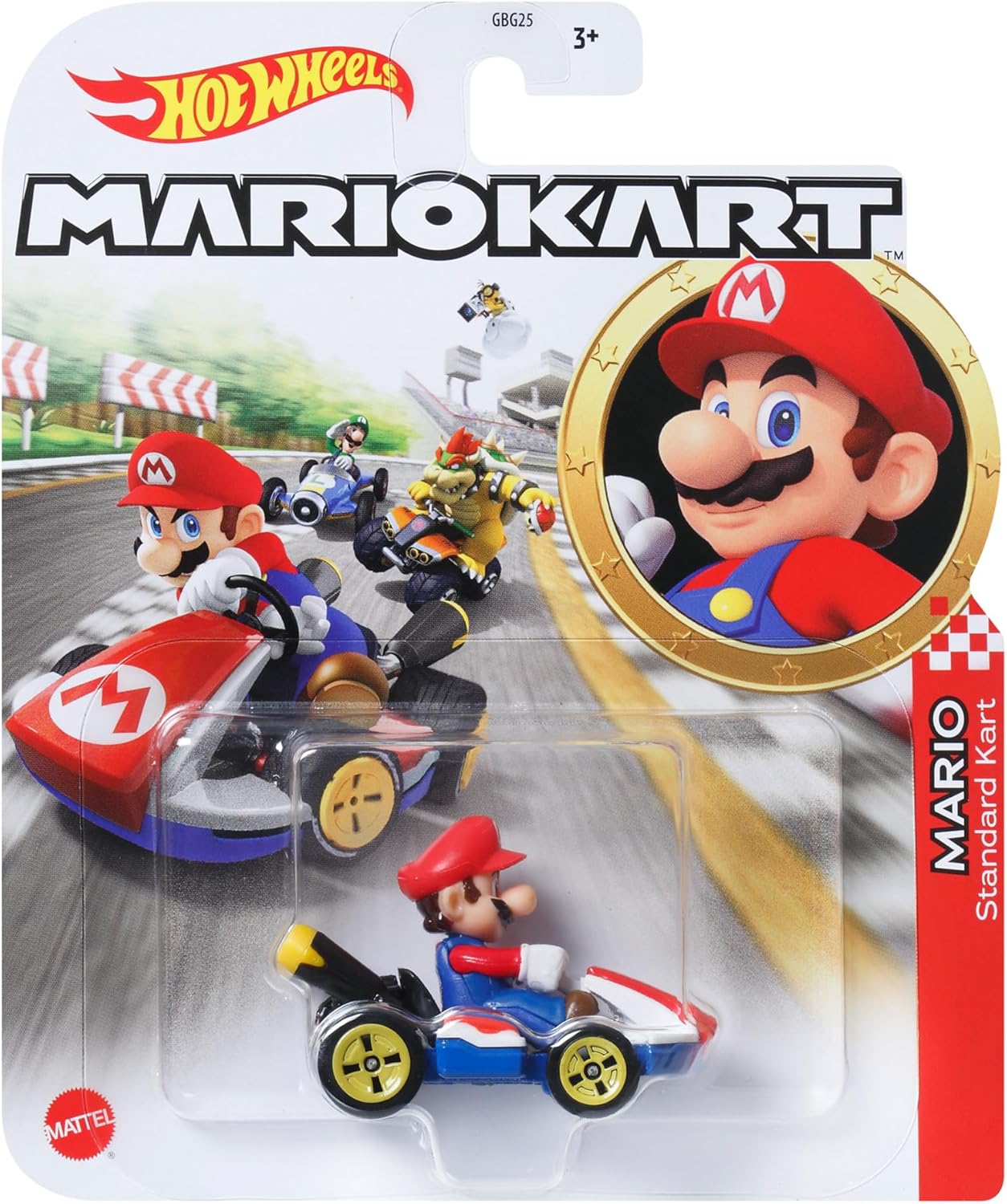 Hot Wheels GBG26 Mario Kart 1:64 Die-Cast Mario with Standard Kart Vehicle
