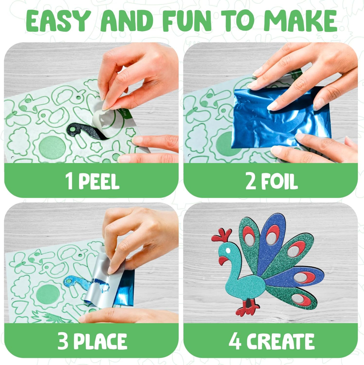 Smartivity Art & Craft Activity Kit- Foil Magic Animals Theme Craft Kit for Kids Age 4-10 Years, 100+ Foil Sheet, 10 Canvases, 170+ Stickers, Birthday Gift for Boys & Girls Ages 4,5,6,7,8,9,10