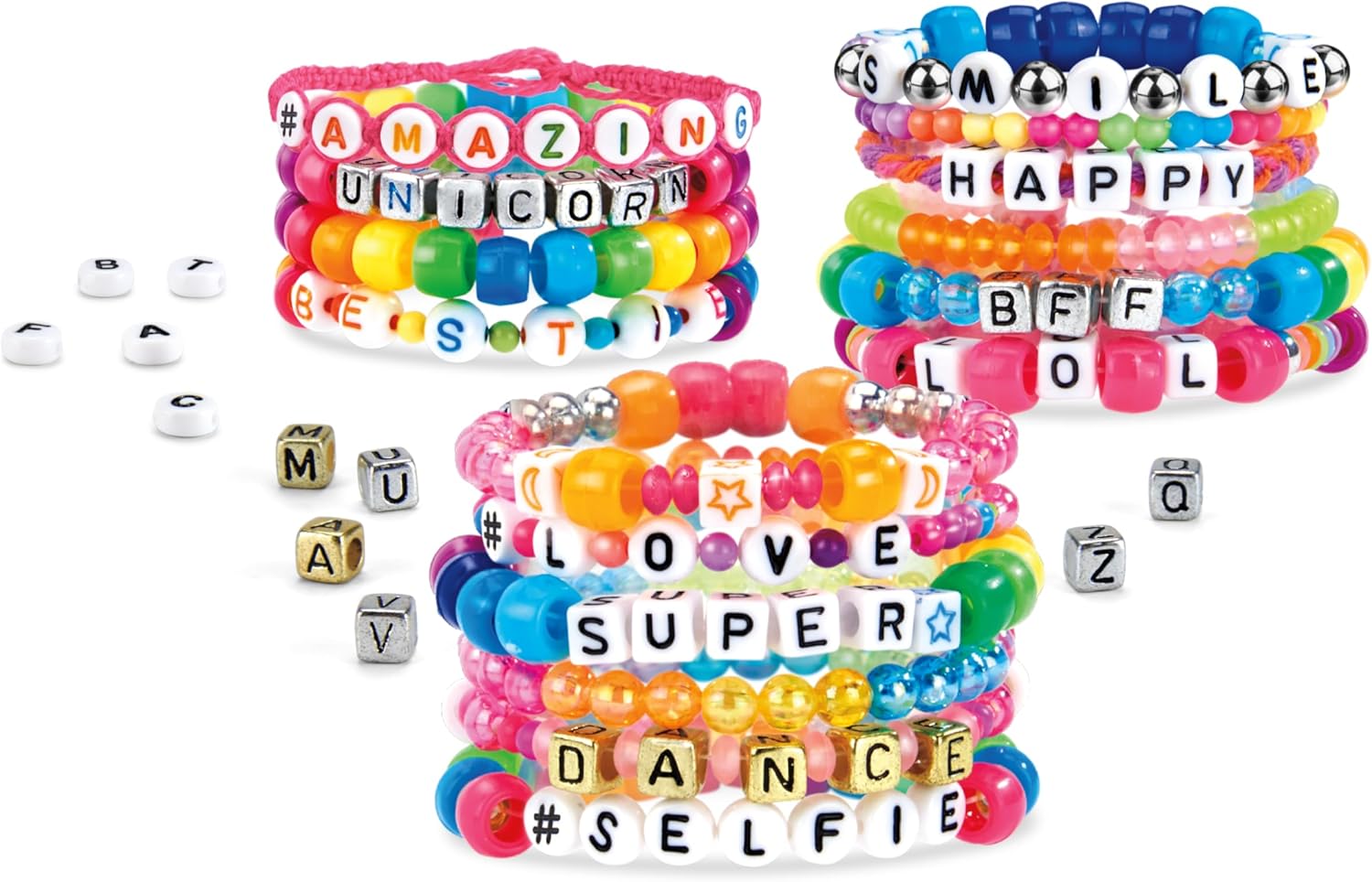 Cra-Z-Art Shimmer N Sparkle ABC Bead Bracelet Kit with 700+ Alphabet & Fashion Beads, Cords, Charms for Girls & DIY Jewelry Craft Set for Kids- Create Personalized Name Bracelets & Accessories