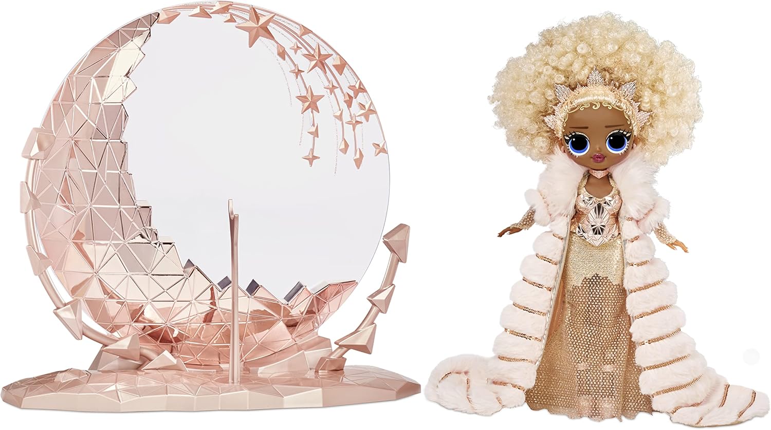 دمية ملكة جمع هدايا مفاجأة العيد لعام ٢٠٢١ من LOL، إصدار محدود، زي ذهبي، إكسسوارات فاخرة، وحامل عرض مضيء، هدية مميزة للفتيات من عمر ٥ سنوات فما فوق