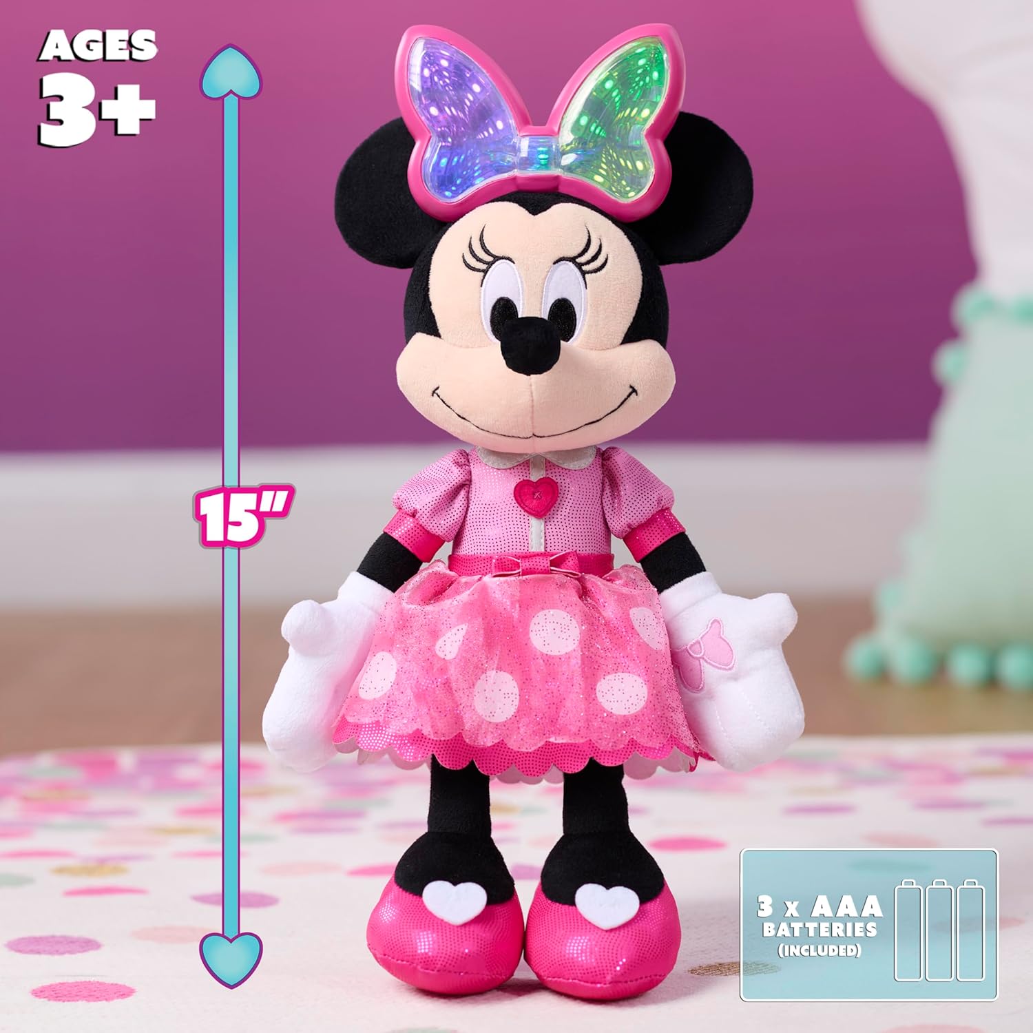 Just Play Minnie Mouse Colorfinity Feature Plush, Kids Toys for Ages 3 Up