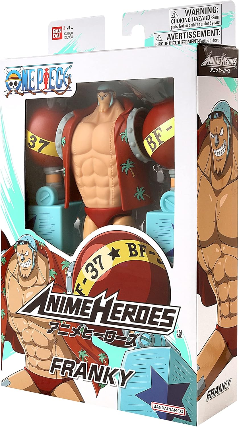 BANDAI Anime Heroes One Piece Franky 6.5 Inch Action Figure Shipwright Cyborg Straw Hat Pirates Collectible Toy