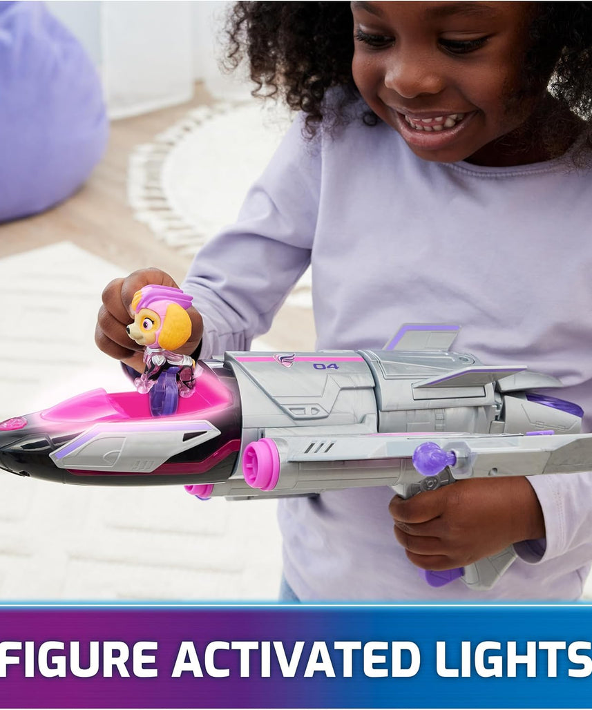 Paw Patrol Mighty Movie Skye Rescue Jet, Transforming Jet with Lights and Sounds, Action Figure, Projectile Launchers, Deluxe Kids Toy 3+