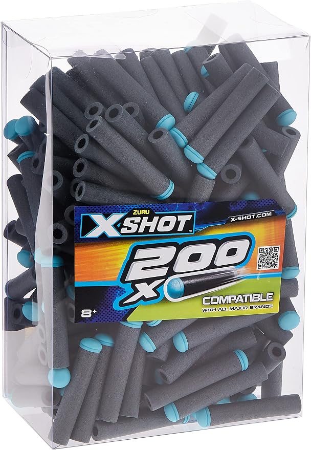 XSHOT Refill Darts 200pcs, Foam and Plastic Rapid Target Shooting Compatible Darts for Blasters, Model XS 36507, Durable and Aerodynamic for Outdoor Fun- (36500)