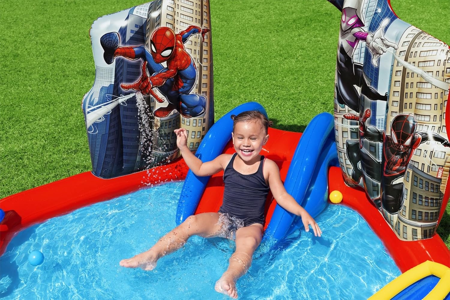 Bestway Spider-Man Splash Pad - Outdoor Kids Paddling Pool Sprinkler - Water Play Mat for Children Aged 2+