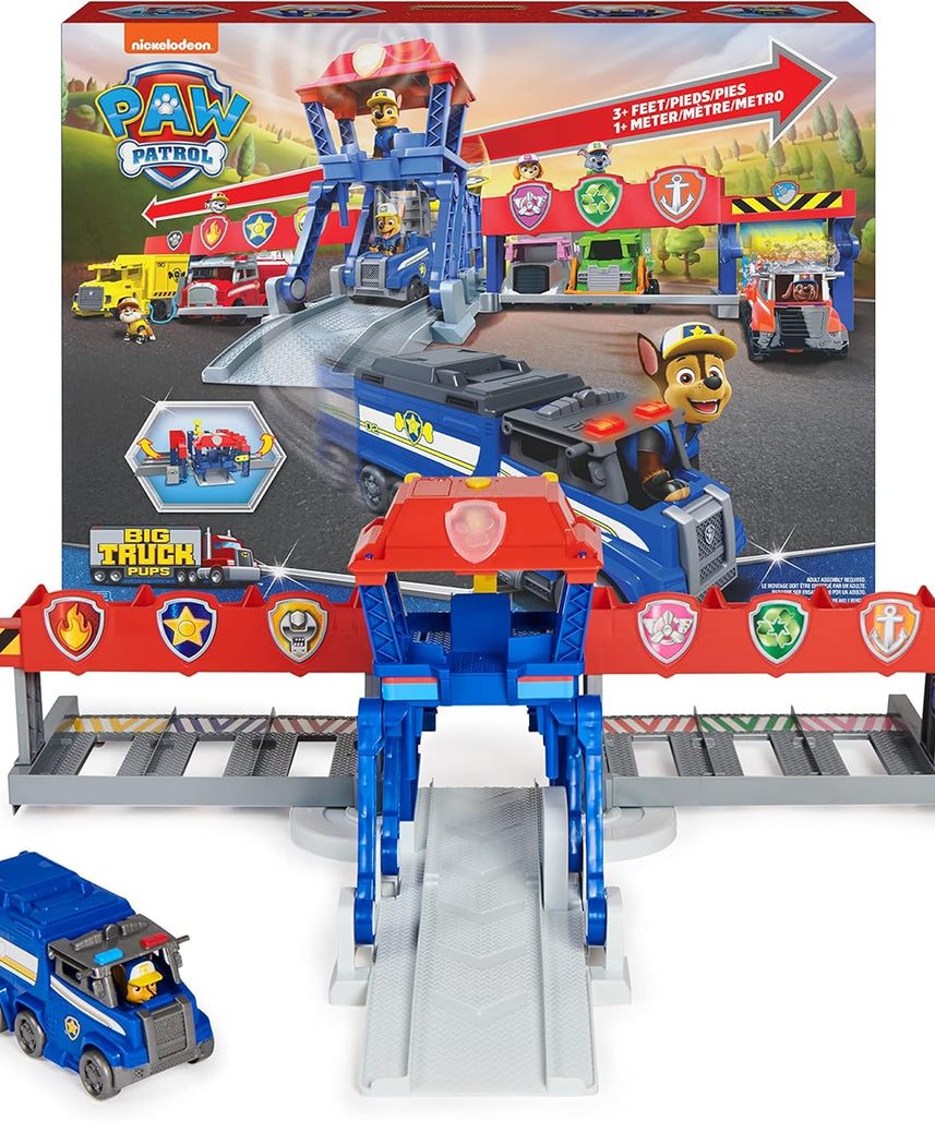 مجموعة ألعاب باو باترول شاحنة كبيرة للجراء، مقر الإنقاذ على الطريق السريع، مع أضواء وأصوات، بعرض 91.4 سم، تتضمن شخصية مطاردة ومركبة كبيرة، مجموعة ألعاب حركة للأطفال من سن 3 سنوات فما فوق