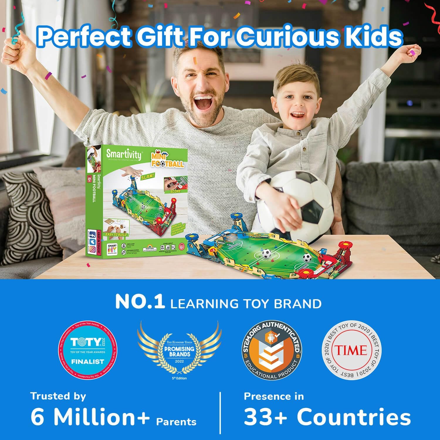 Smartivity DIY Mini Football, Soccer Table Stem Educational Fun Miniature Game Toys For Age 8 To 14, Toy For Boys & Girls 8-10-12-14, Science Toy, Educational Based Activity Game, Made In India