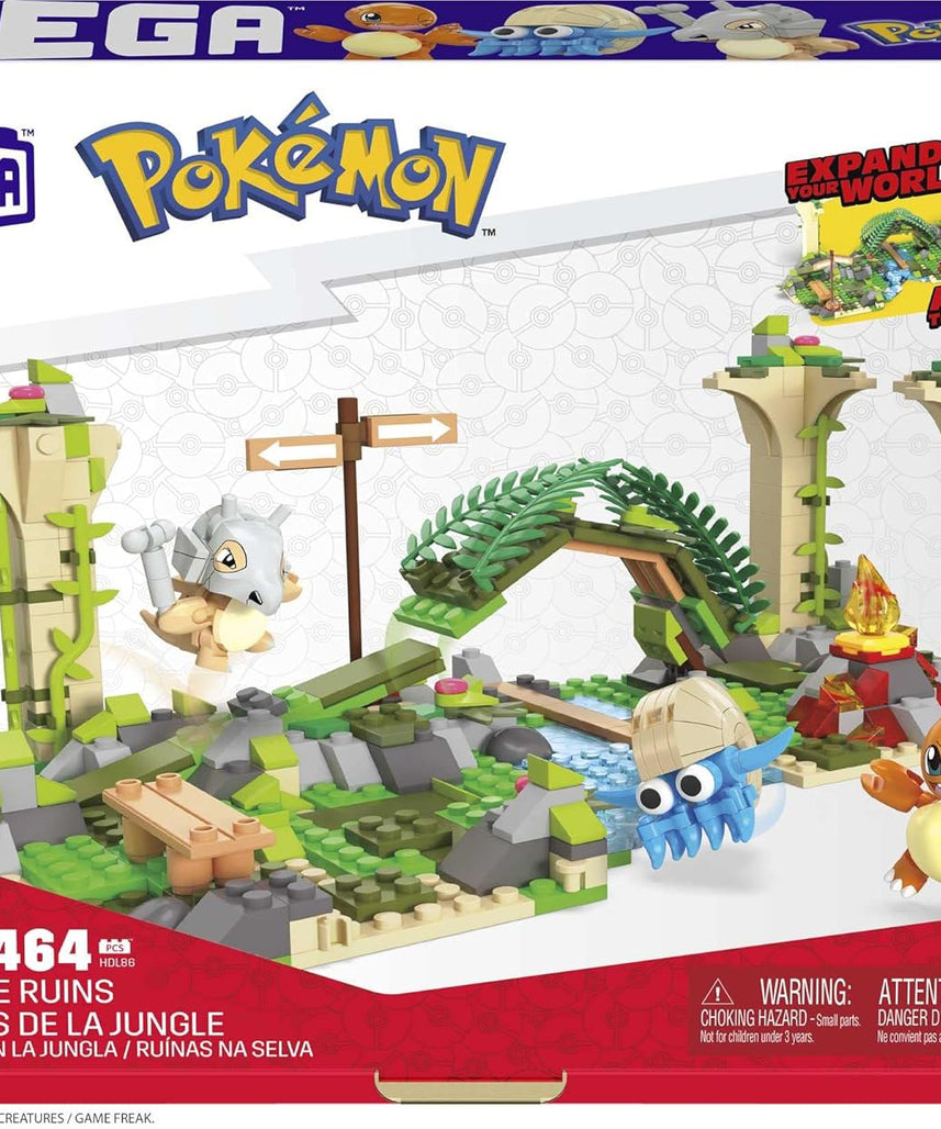 مجموعة بناء أطلال غابة بوكيمون ميجا، شخصيات كيوبون، تشارماندر، أومانايت، 464 قطعة، أطلال قديمة متصلة، متوافقة مع مجموعات بناء أخرى، هدية لعبة للأولاد والبنات، من عمر 7 سنوات فما فوق