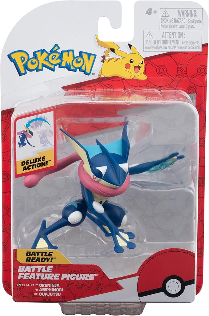 Pokemon Greninja Figures, Detailed Official Figures, Deluxe Action, Battle Ready, Action Figurines, Collectibles, Display Toys for Boys, Battle Feature Figures