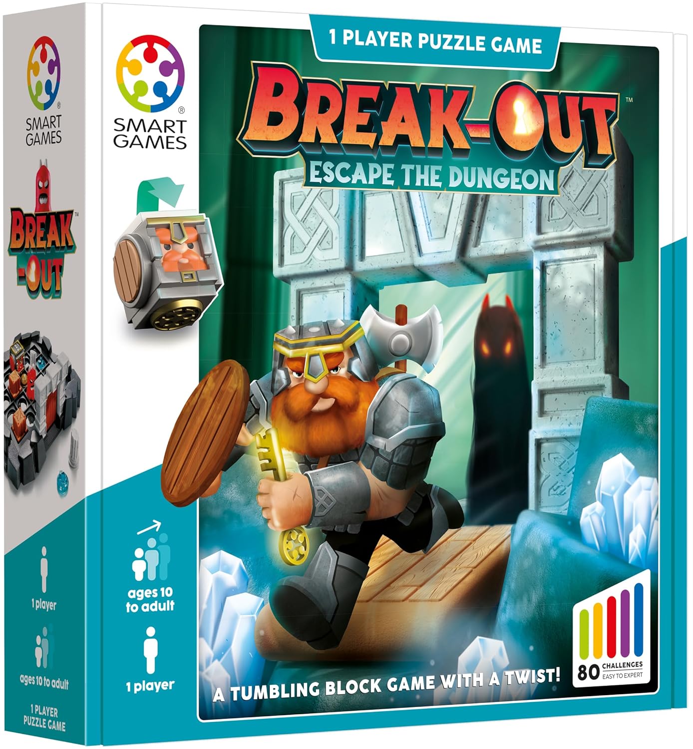 SmartGames Break-Out, Fun IQ Brain Teaser Puzzle, Cognitive Development STEM Toy with 80+ Challenges, Travel Friendly Tabletop Educational Matching Puzzle Game, Suitable for Children Above 10+