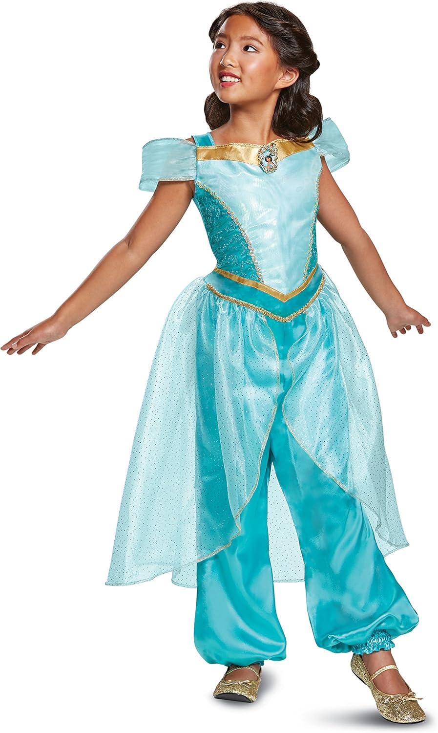 Disguise Disney Princess Jasmine Deluxe Girls' Costume Teal, Medium/(7-8)