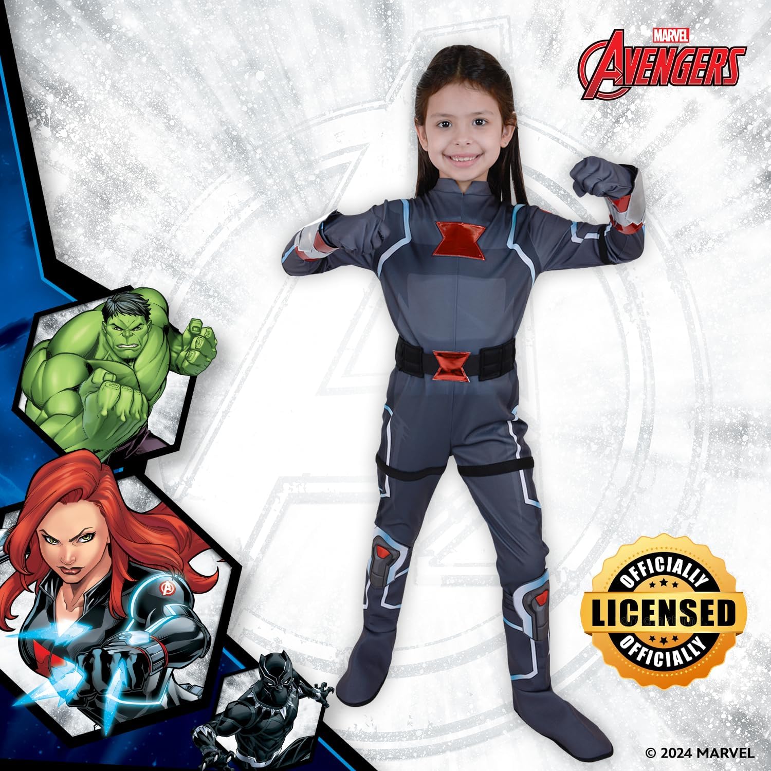 Party Centre Marvel Black Widow Classic Costume, Superhero Child Costume, Cosplay Dress Up, Large