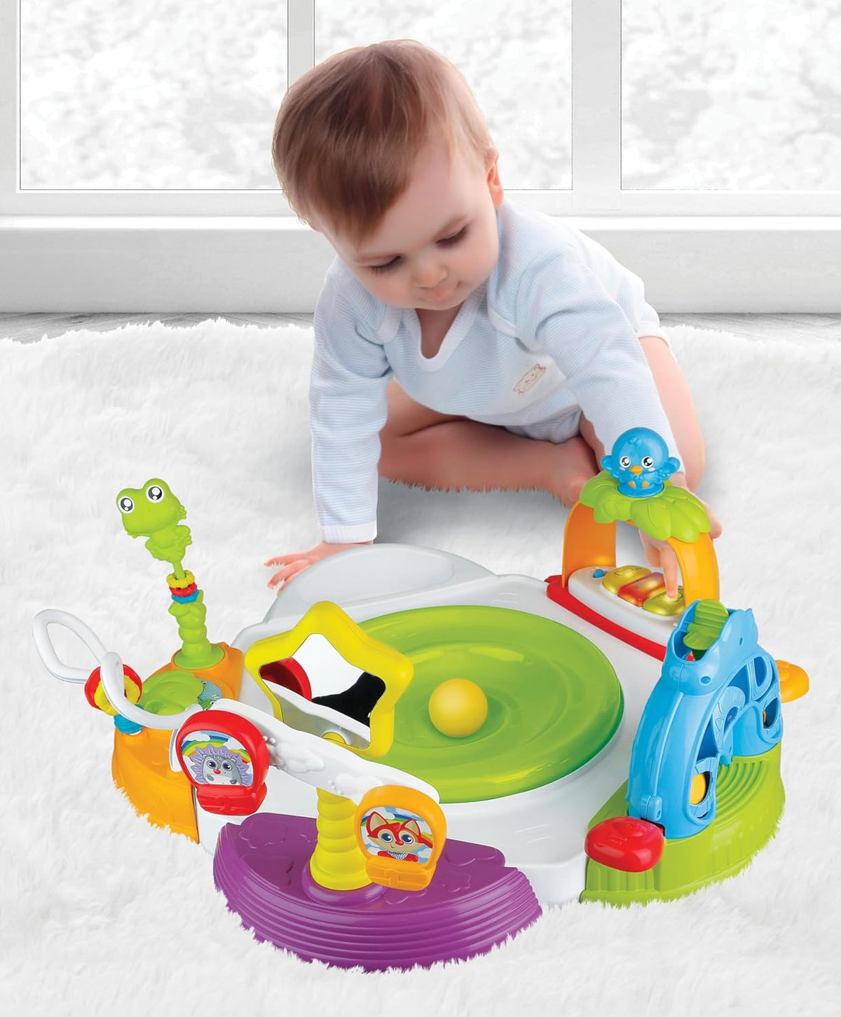 Winfun Baby Move Activity Center Interactive Toy, 2-in-1 Stationary and Activity Table with Lights, Sounds, and Detachable Play Pieces, for Babies 6 Months and Up