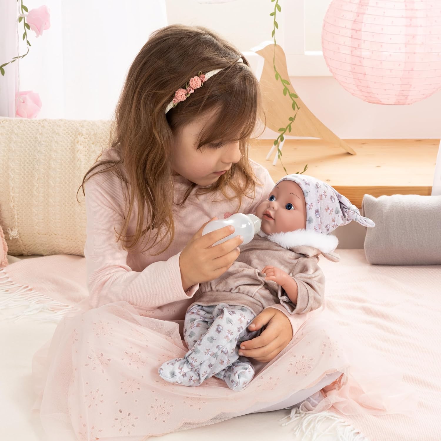Bayer Design 93827AG Reborn Baby Doll Lifelike Realistic Dummy Bottle 38cm