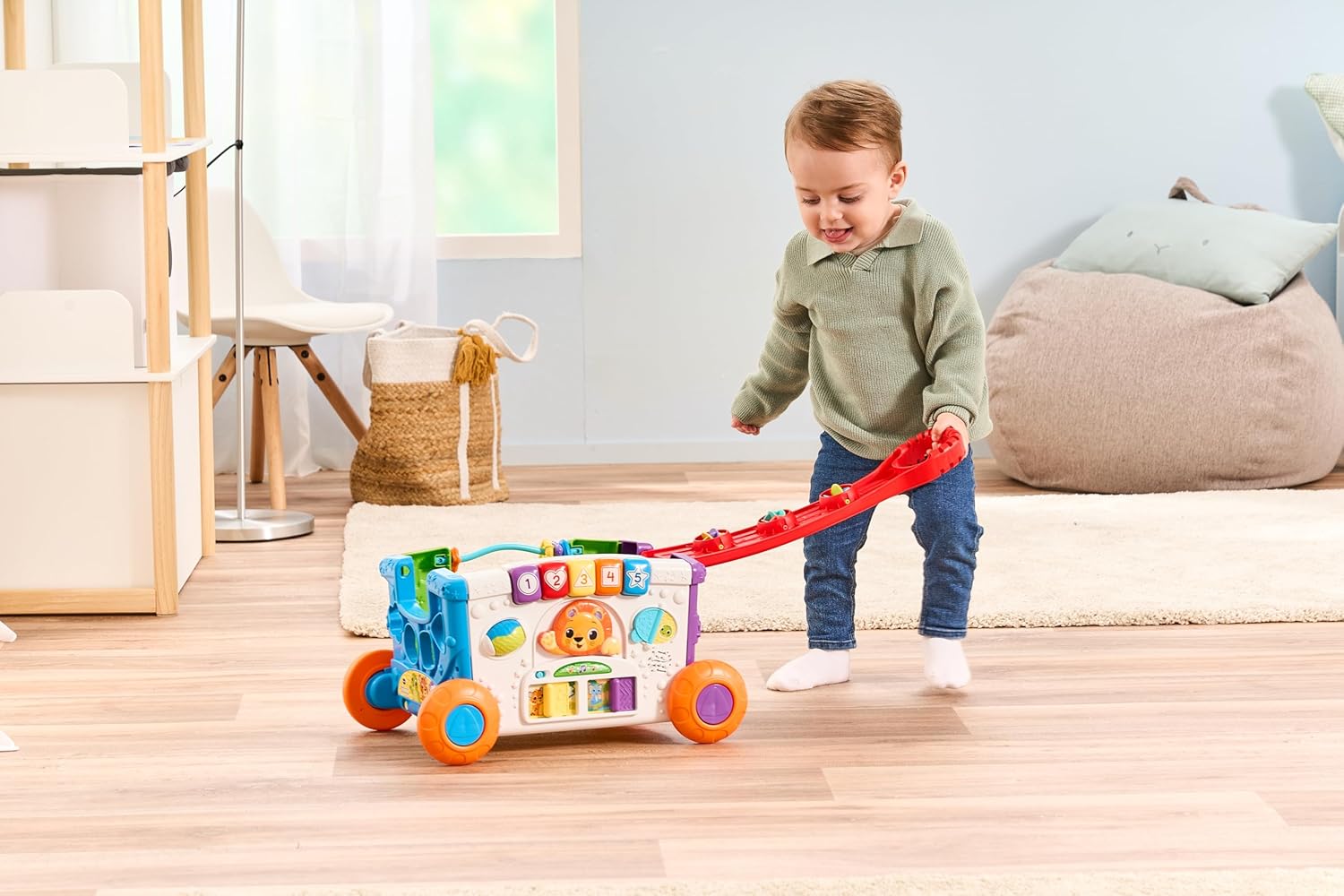 VTech Sort & Discover Activity Wagon Toddler Pull Along Learning Toy with Light-Up Panel Shape Sorter and Gears Multicolour 12m+