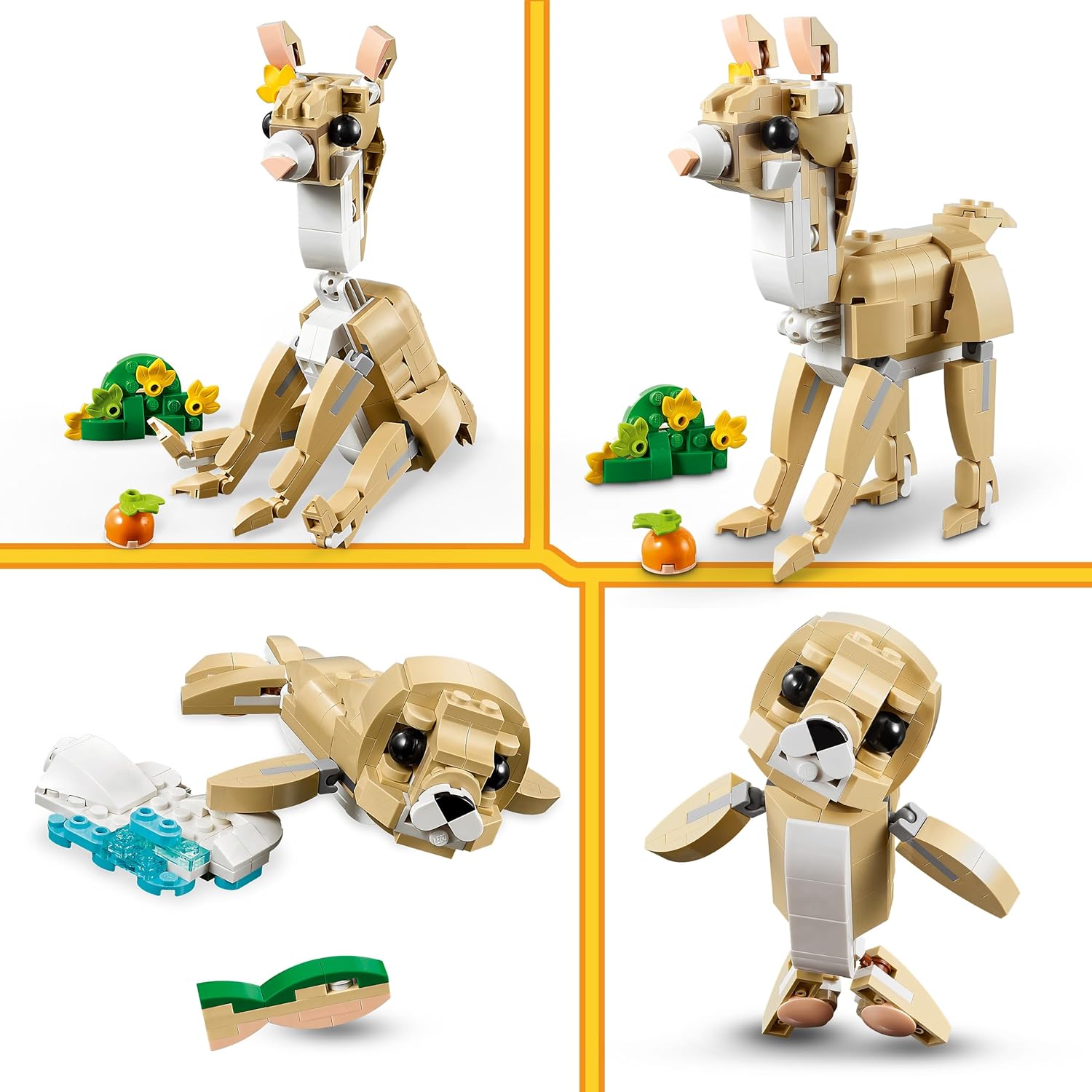 LEGO Creator 3in1 Cute Bunny Toy - Animal Figure Transforms into a Llama or Seal Toy - Creative Ramadan Gift Ideas for 8+ Year Old Girls & Boys - 31162
