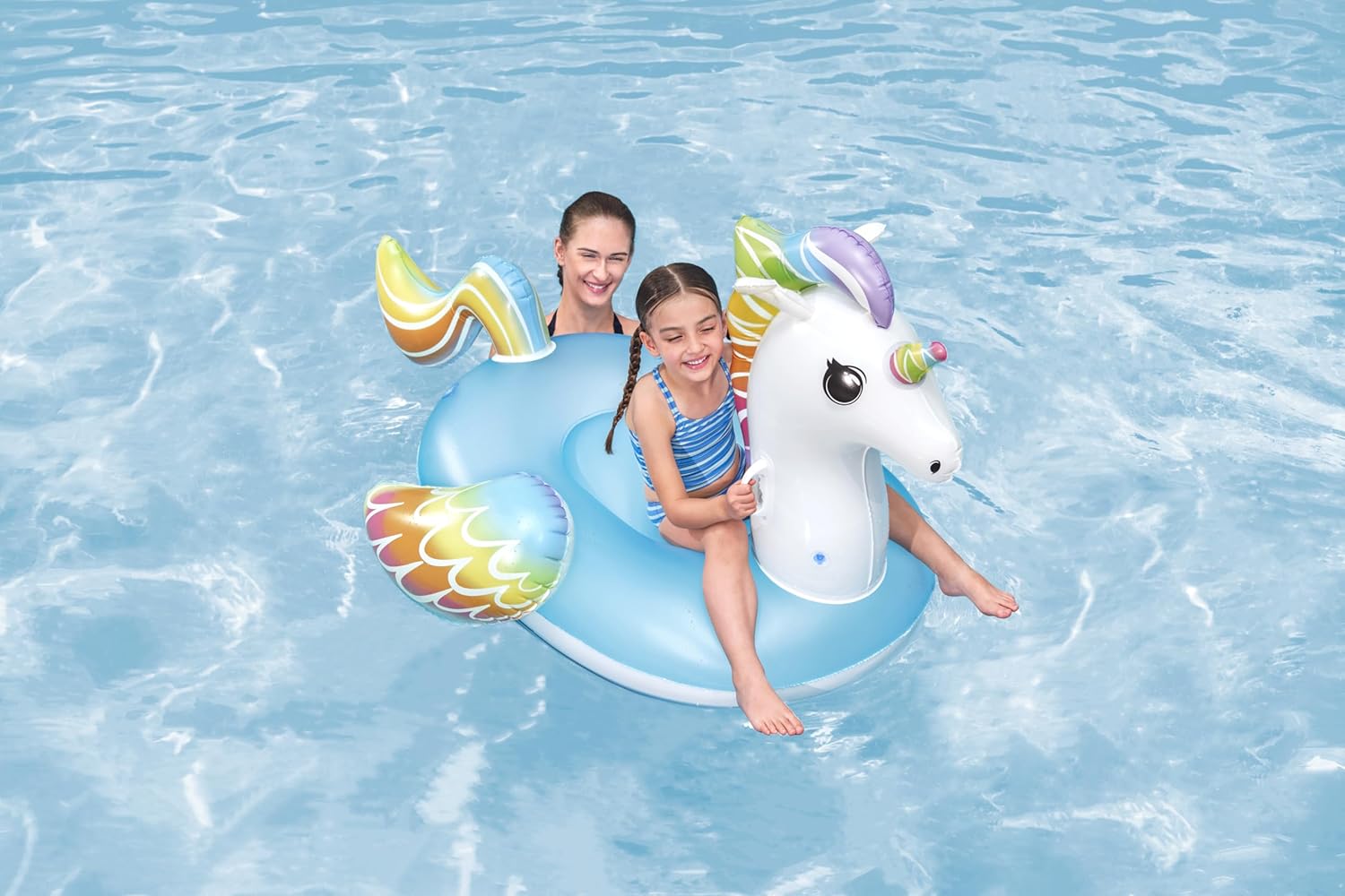 Bestway Unicorn Pool Float, Kids Inflatable Ride-On with Handles, Inflatable Beach Toys