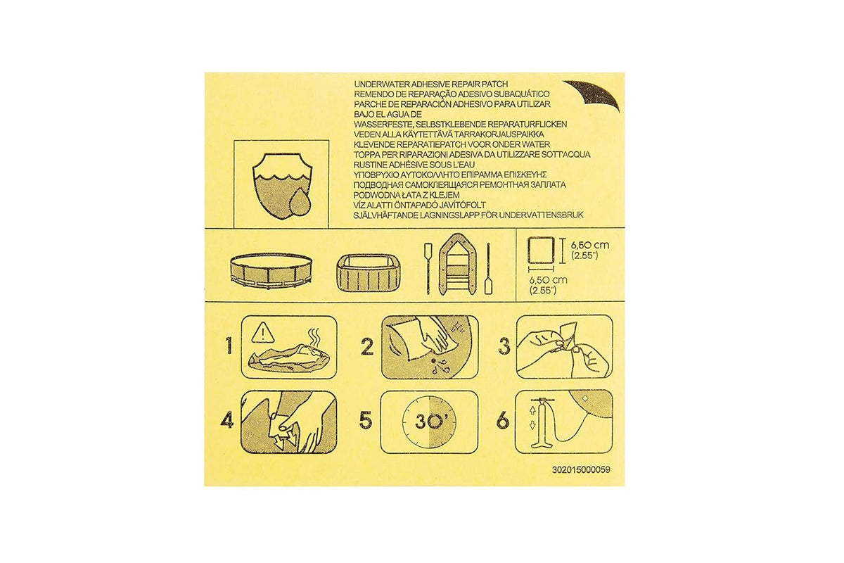Bestway Underwater Repair Patch 6.5X6.5C, Multi-Colour, 1062091Xxx19, Inflatable Water, 6.5 X 6.5 X 0.1 Cm