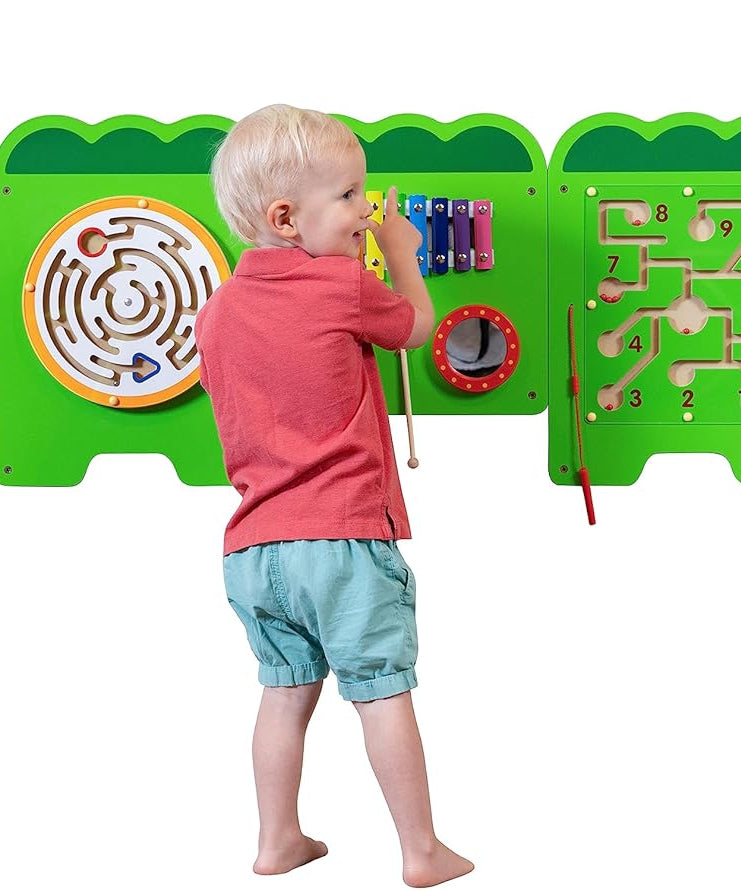 لوحة أنشطة التمساح الكبيرة من فيجا، لعبة حائط خشبية مونتيسوري 5 في 1، لوحة تعلم حسية لتنمية المهارات العقلية والحركية، لعبة تعليمية صديقة للبيئة، للأولاد والبنات من عمر 18 شهرًا فما فوق