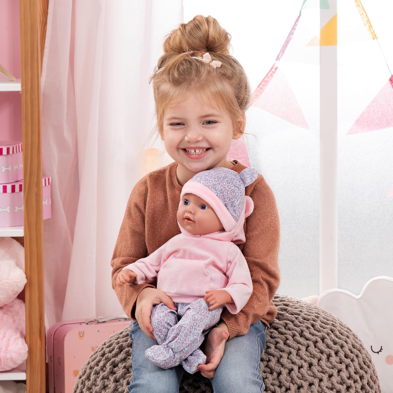 Bayer Design 93827AD Reborn Baby Doll Lifelike Realistic Dummy Bottle Blanket 38cm