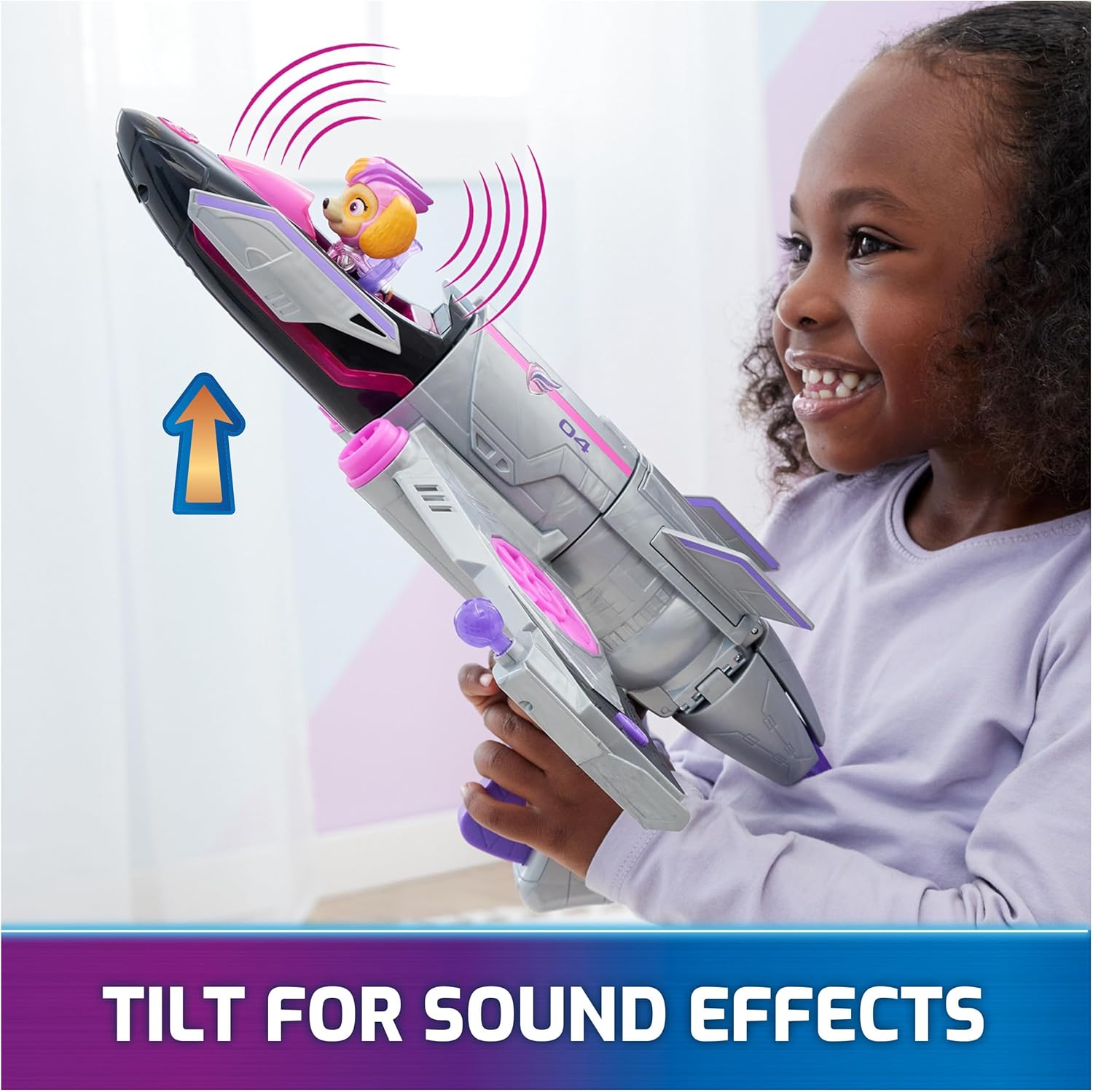 Paw Patrol Mighty Movie Skye Rescue Jet, Transforming Jet with Lights and Sounds, Action Figure, Projectile Launchers, Deluxe Kids Toy 3+