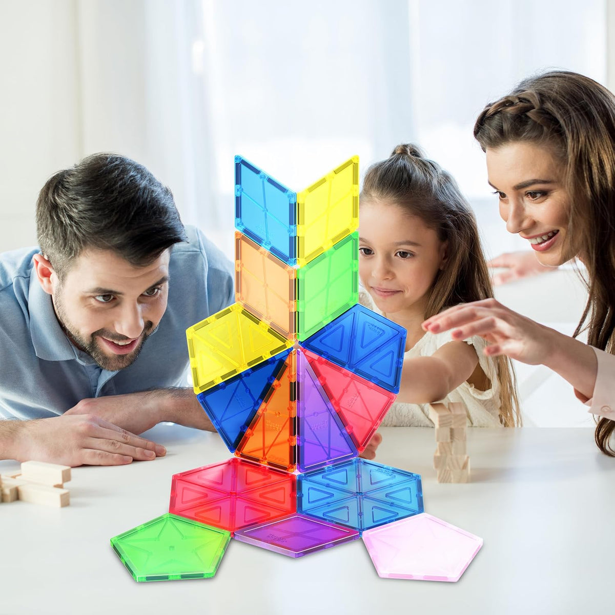PicassoTiles 16 Piece Magnetic Building Block Set Geometry Shape Magnet Tiles Construction Toy STEM Learning Kit Educational Playset Playboard Pretend Play Stacking Blocks Child Brain Development PT16