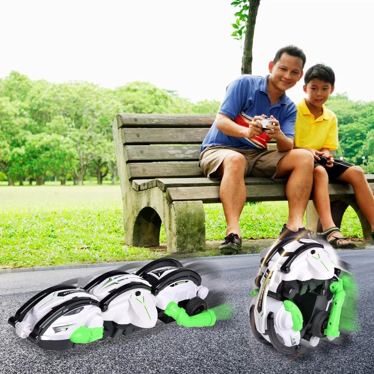 Crazon RC Stunt Car 360° Rolling Snake Car with LED Lights – Green