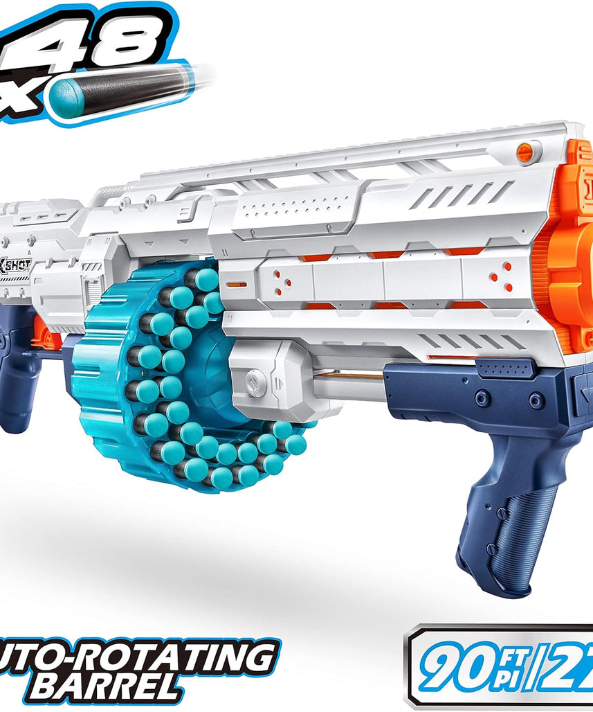 مسدس إكس-شوت إكسل فورتريس، ماسورة بسعة 40 سهمًا، دوران تلقائي، مدى 27 مترًا / 90 قدمًا، آلية الضخ، سكة تكتيكية، مسدس سهام إسفنجي لعبة، 36507، للأطفال، المراهقين، البالغين